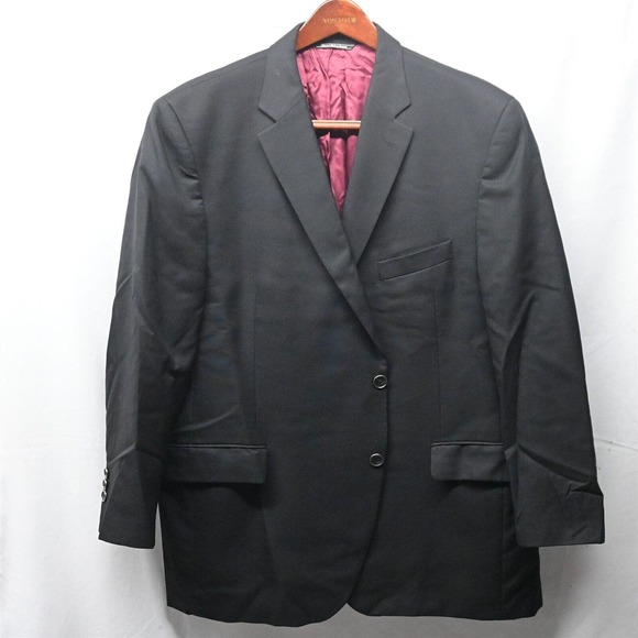 Jack Victor Bespoke 48 Long Black 2‎ Button Blazer Jacket Sport Coat - Picture 1 of 10